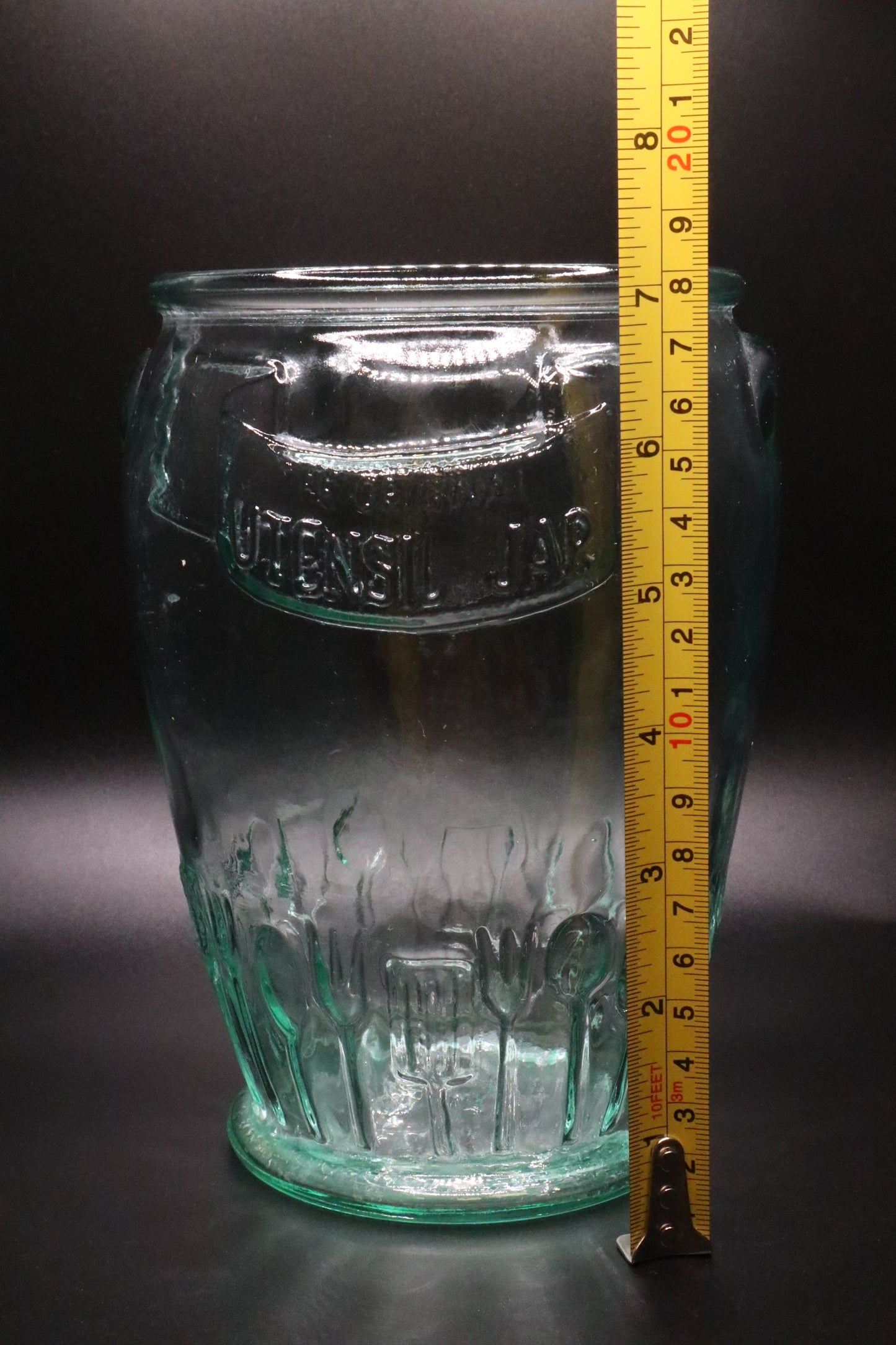 VINTAGE ITALIAN VETRERIA ETRUSA "ORIGINAL UTENSIL JAR" GLASS JAR