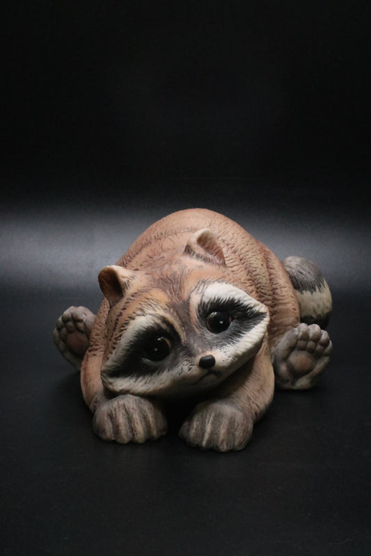 VINTAGE R. J. BROWN RACCON FIGURINE BABY SIGNED