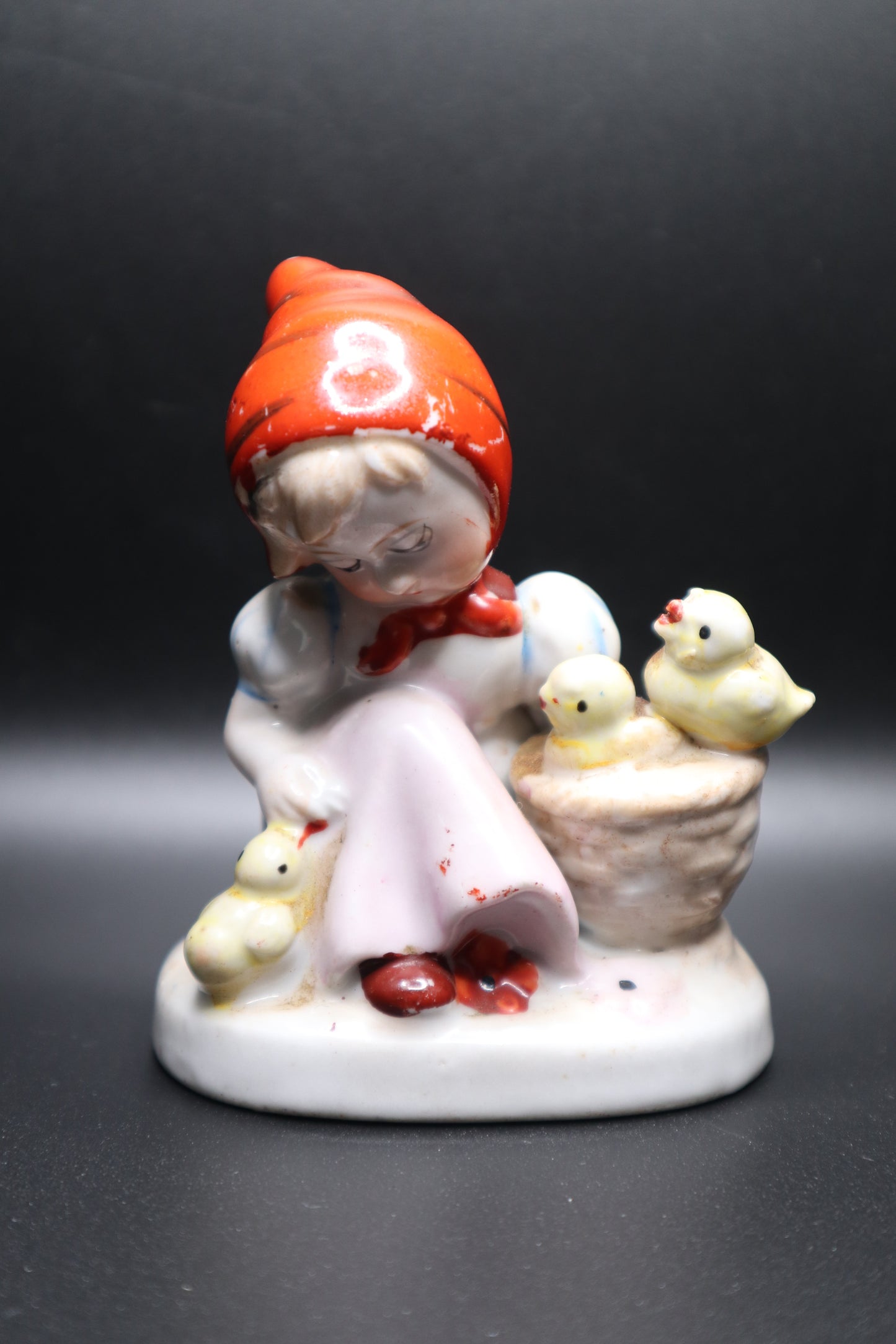 VINTAGE GIRL WITH BABY CHICKS MADE IN OCCUPIED JAPAN