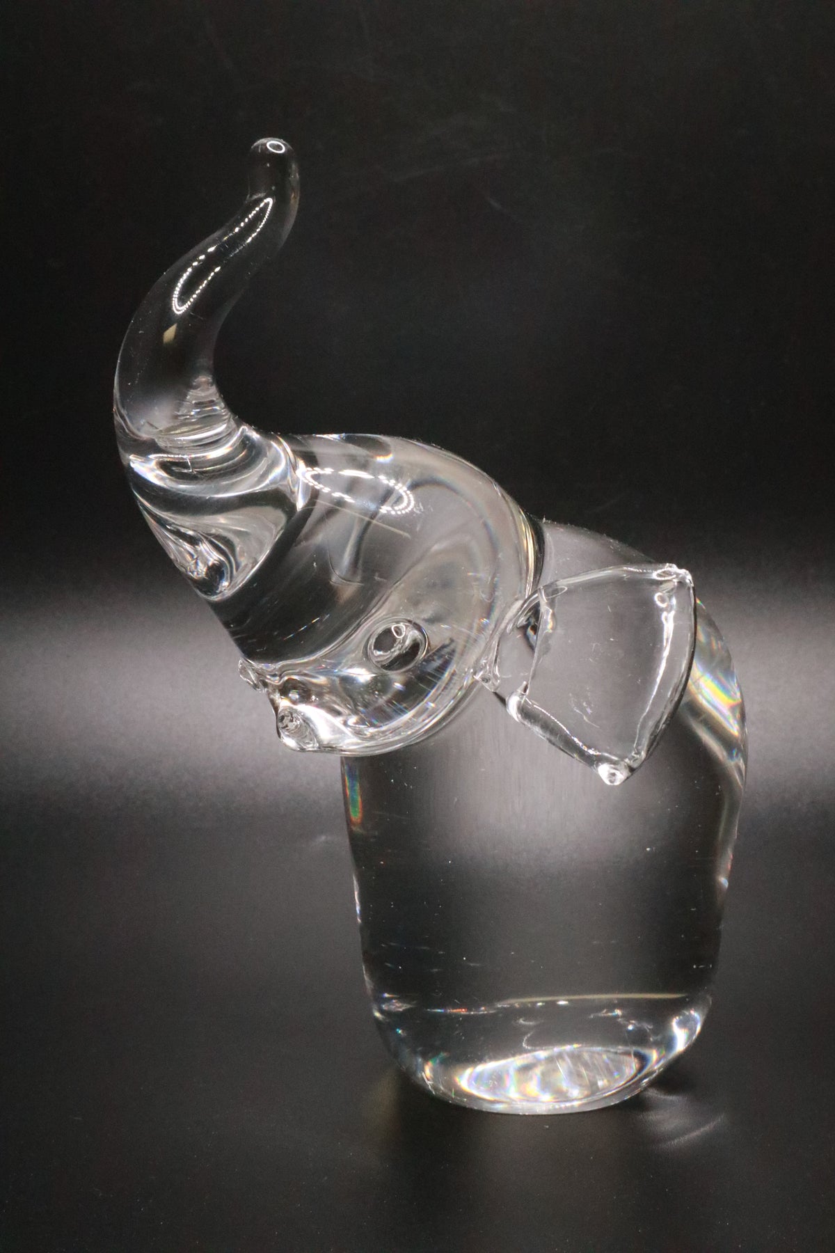 VINTAGE CLEAR GLASS ART ELEPHANT FIGURINE HAND BLOWN (AS IS)