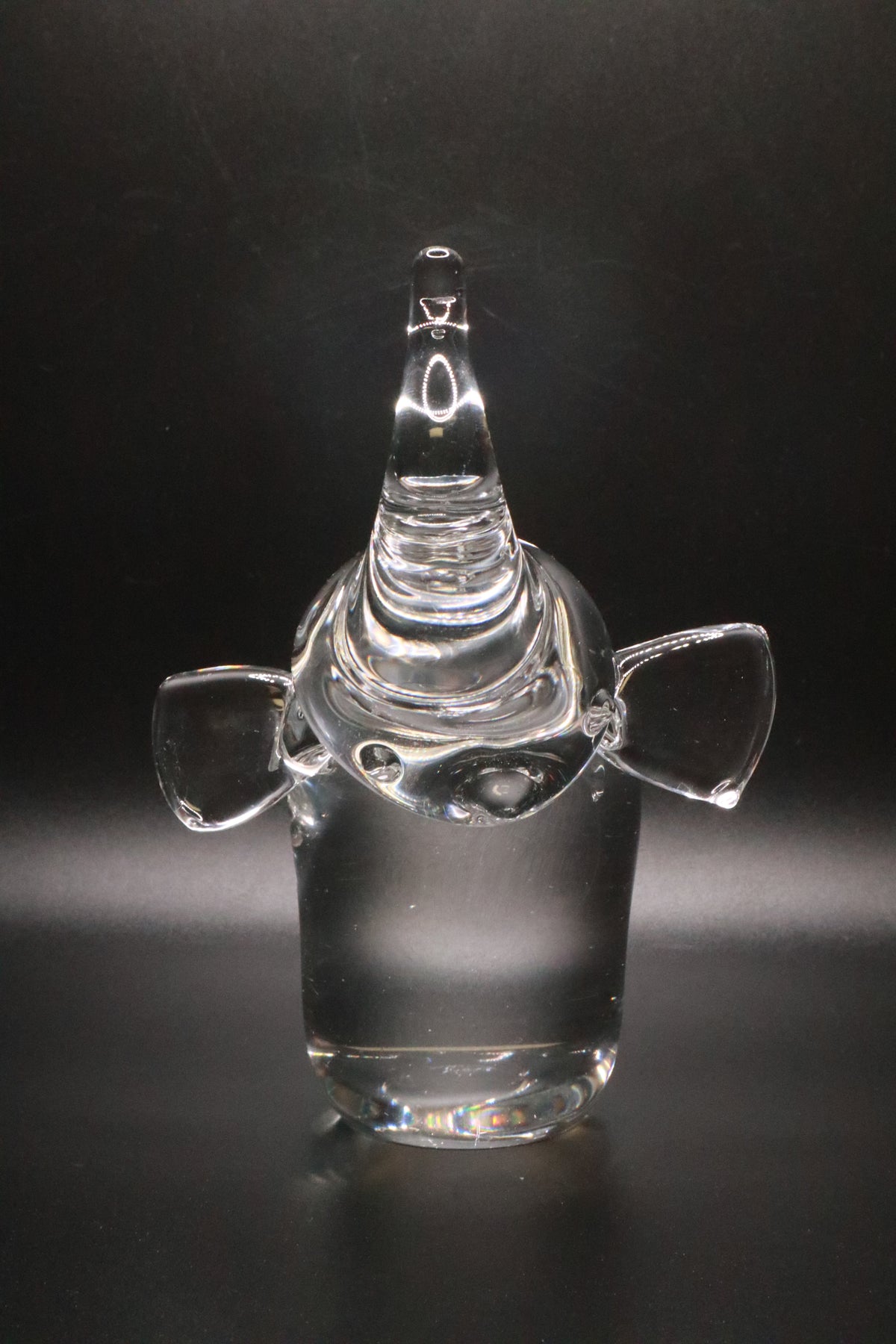 VINTAGE CLEAR GLASS ART ELEPHANT FIGURINE HAND BLOWN (AS IS)