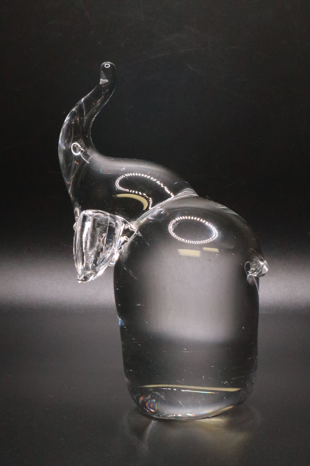 VINTAGE CLEAR GLASS ART ELEPHANT FIGURINE HAND BLOWN (AS IS)