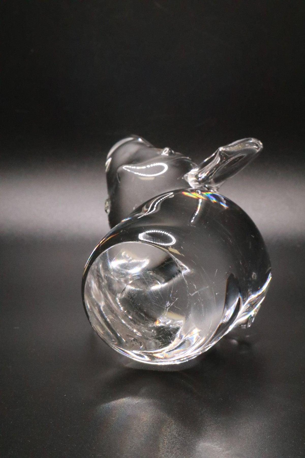 VINTAGE CLEAR GLASS ART ELEPHANT FIGURINE HAND BLOWN (AS IS)