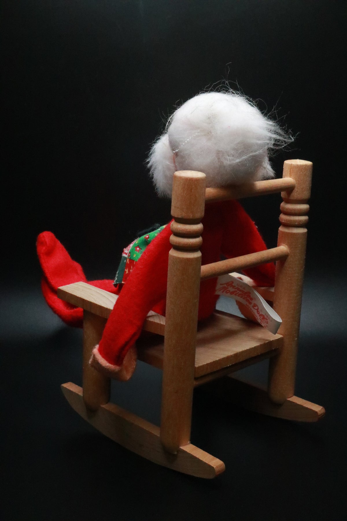 VINTAGE 1963 ANNALEE MOBILITEE SANTA CLAUS IN A WOODEN ROCKING CHAIR