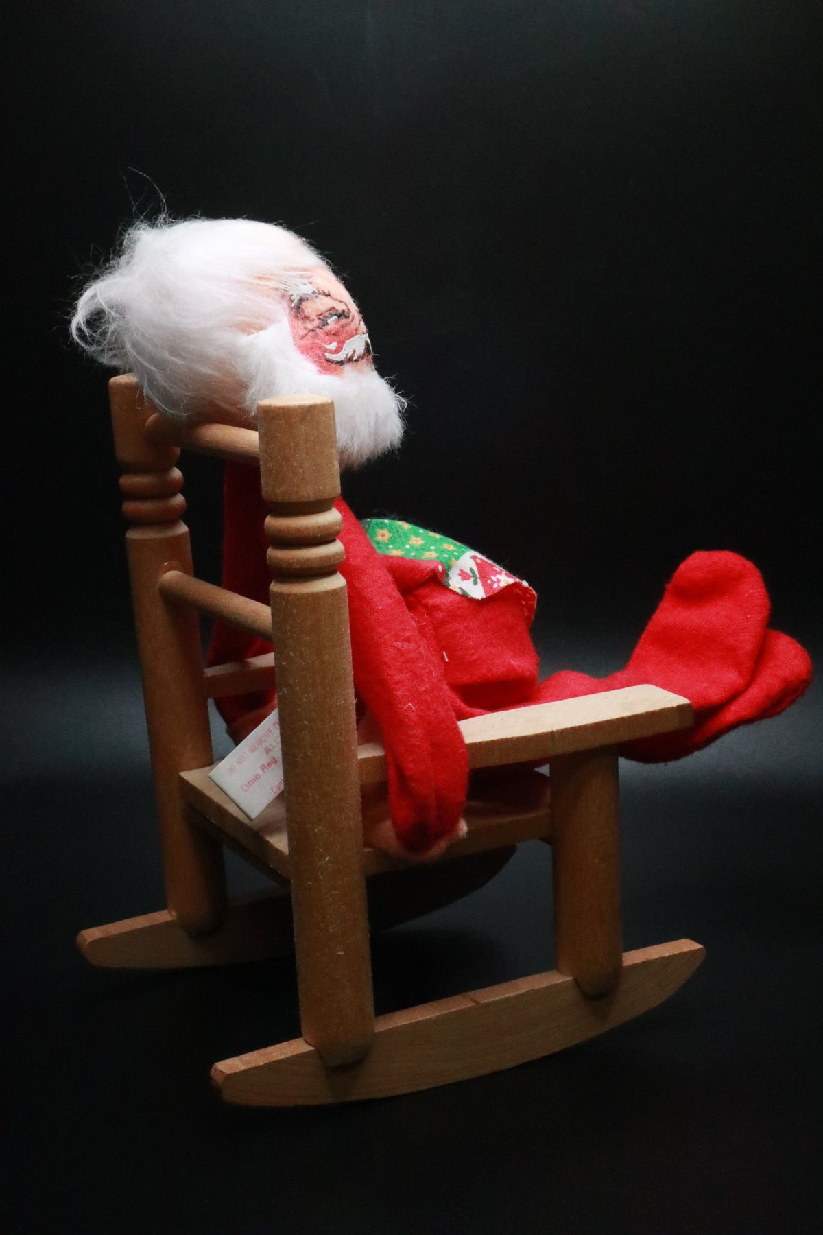 VINTAGE 1963 ANNALEE MOBILITEE SANTA CLAUS IN A WOODEN ROCKING CHAIR