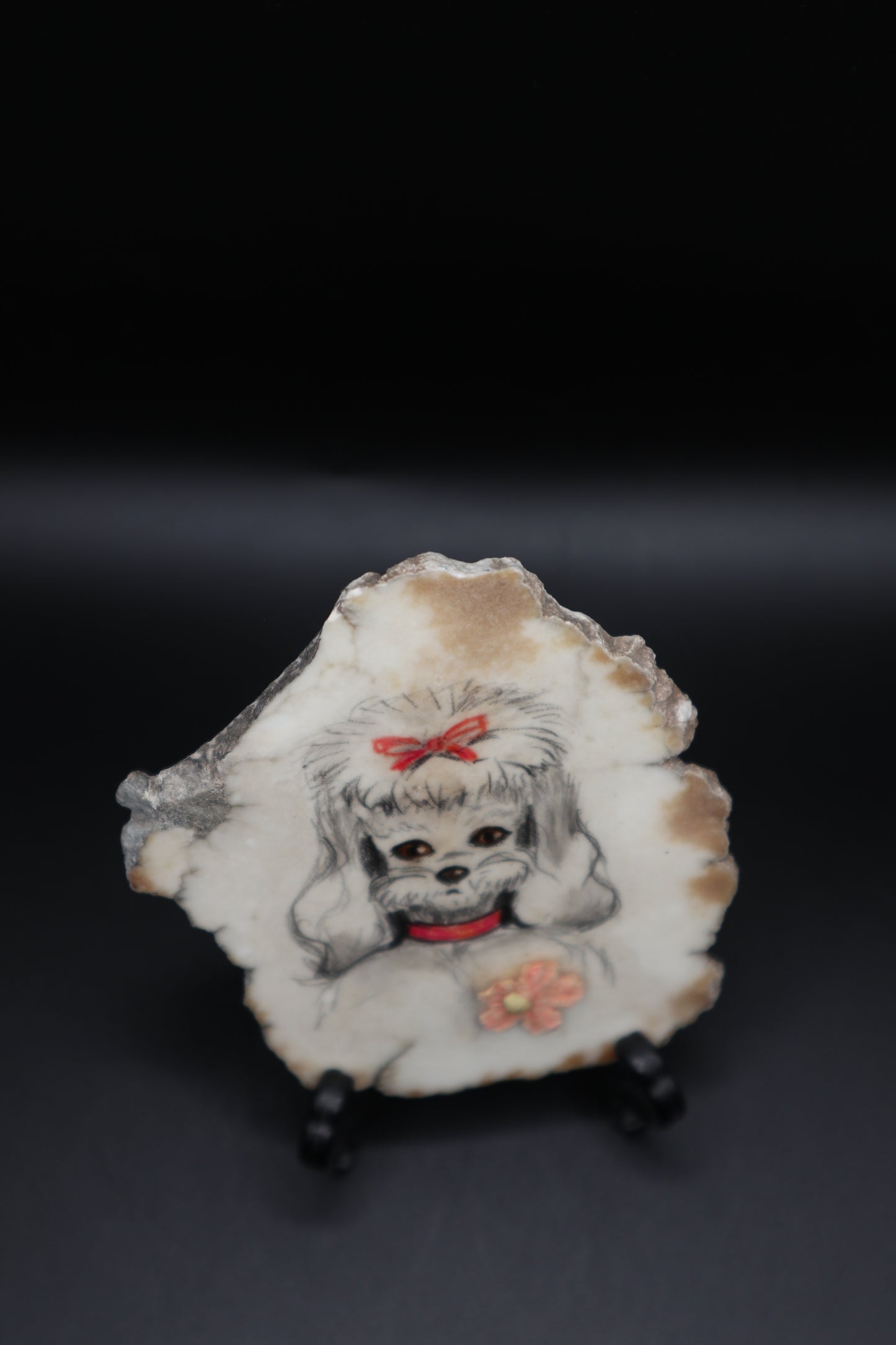 VINTAGE ORIGINAL POODLE DRAWING ON STONE