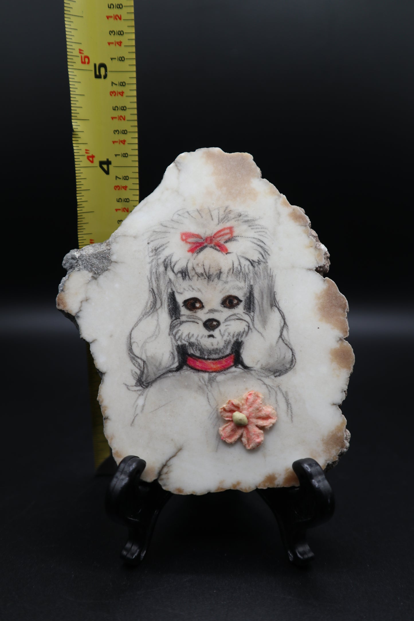 VINTAGE ORIGINAL POODLE DRAWING ON STONE