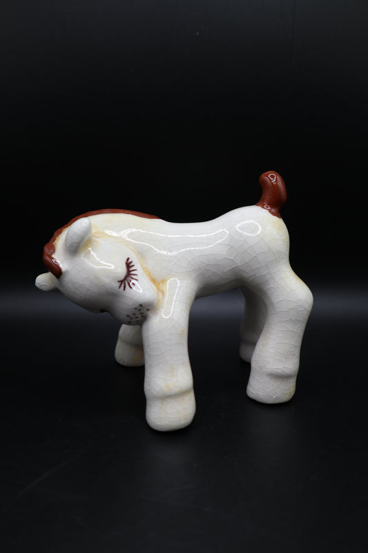 CERAMIC WHITE AND YELLOW TINT HORSE