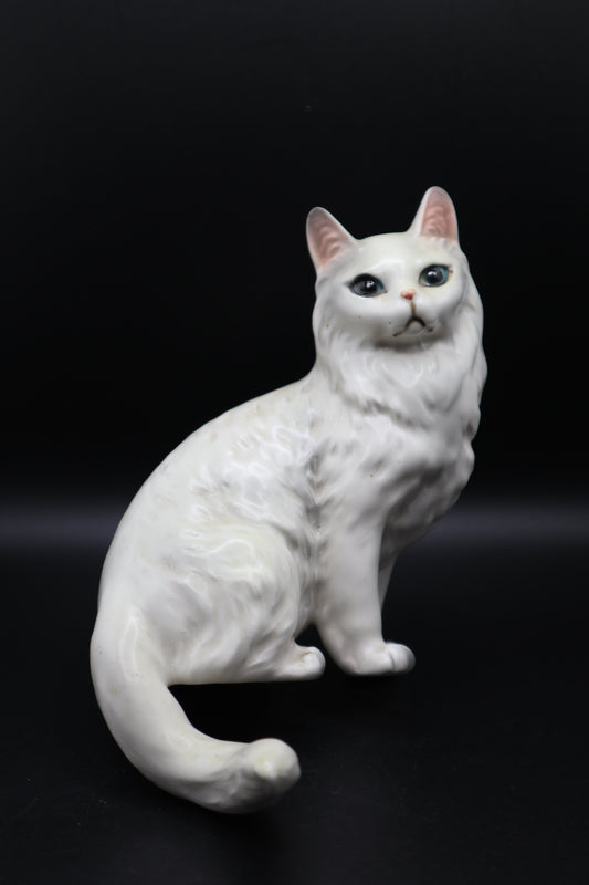 VINTAGE LEFTON WHITE PERSIAN CAT SHELF SITTER FIGURINE