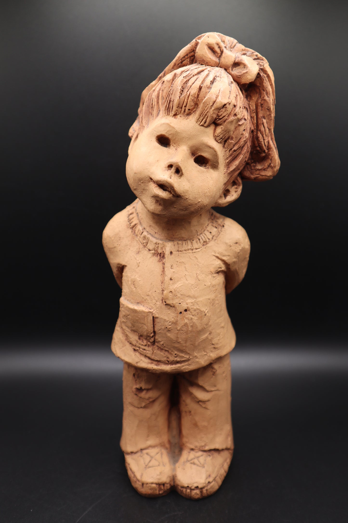 LEE BORTIN CLAY SCULPTURE GIRL WITH PONYTAIL