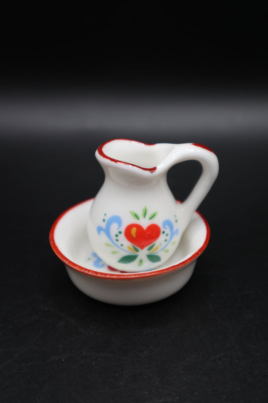 VINTAGE MIINITURE PORCELAIN PITCHER AND BOWL SET
