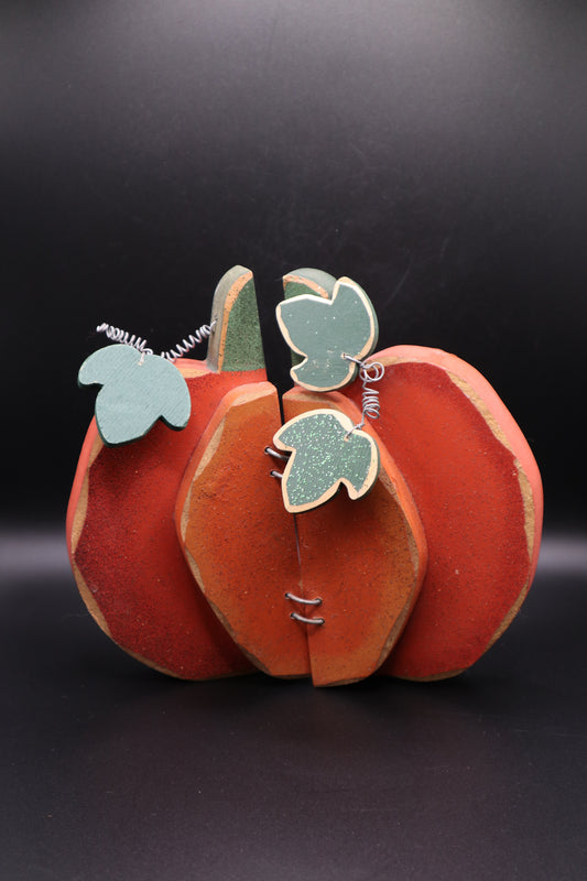 SMALL WOODEN PUMPKIN DECOR
