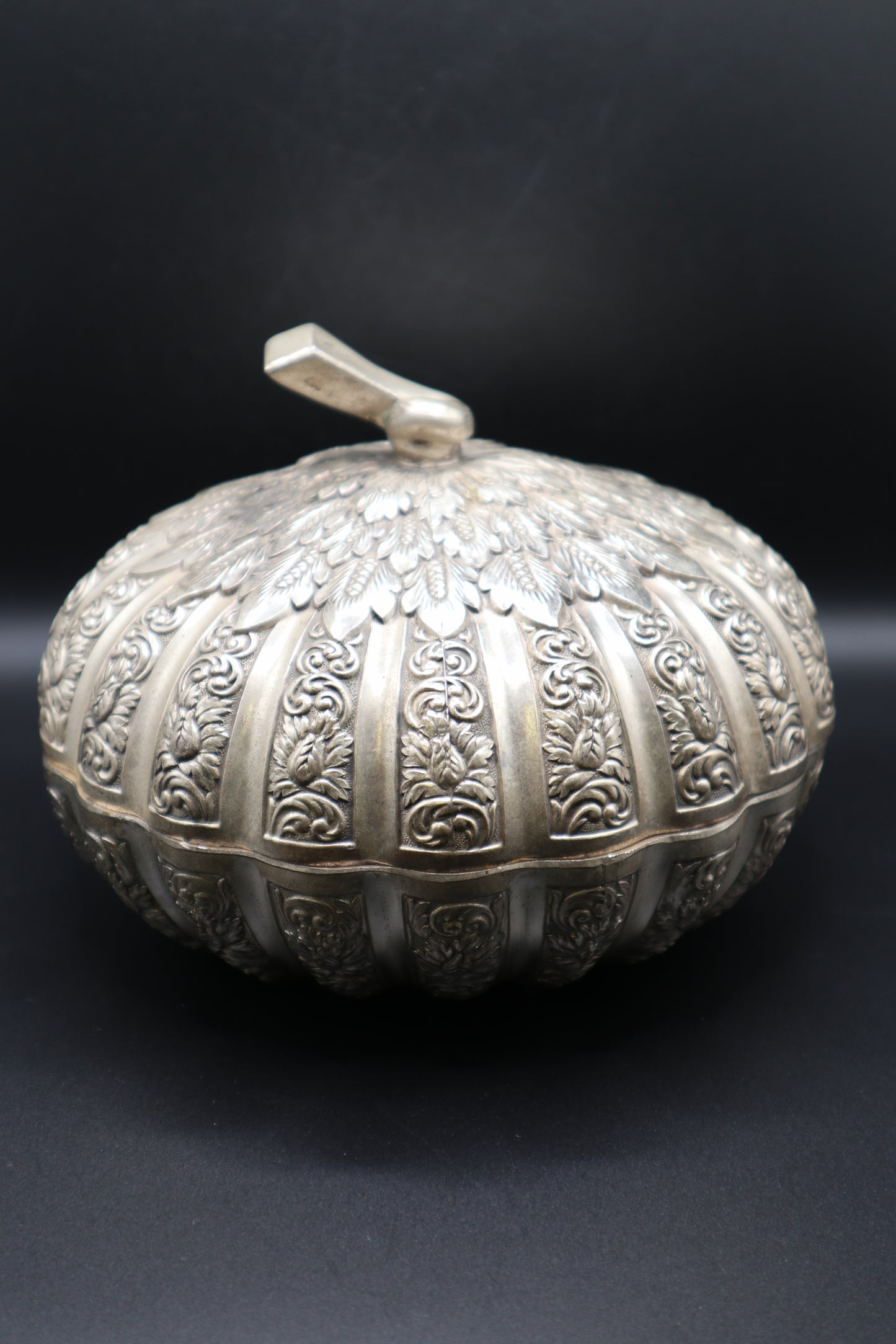 VINTAGE JAPAN SILVER PLATED PUMPKIN CANDY DISH