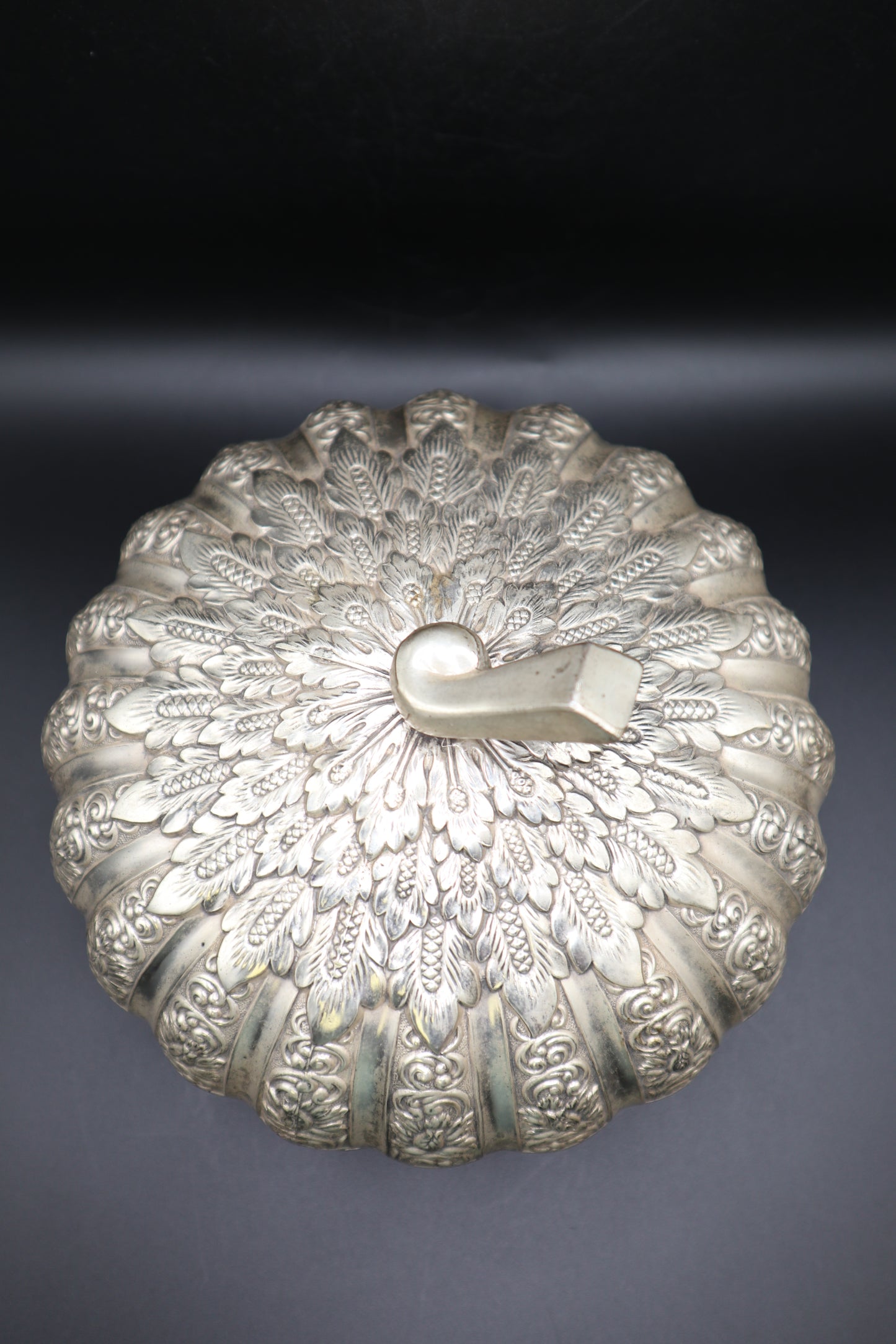 VINTAGE JAPAN SILVER PLATED PUMPKIN CANDY DISH