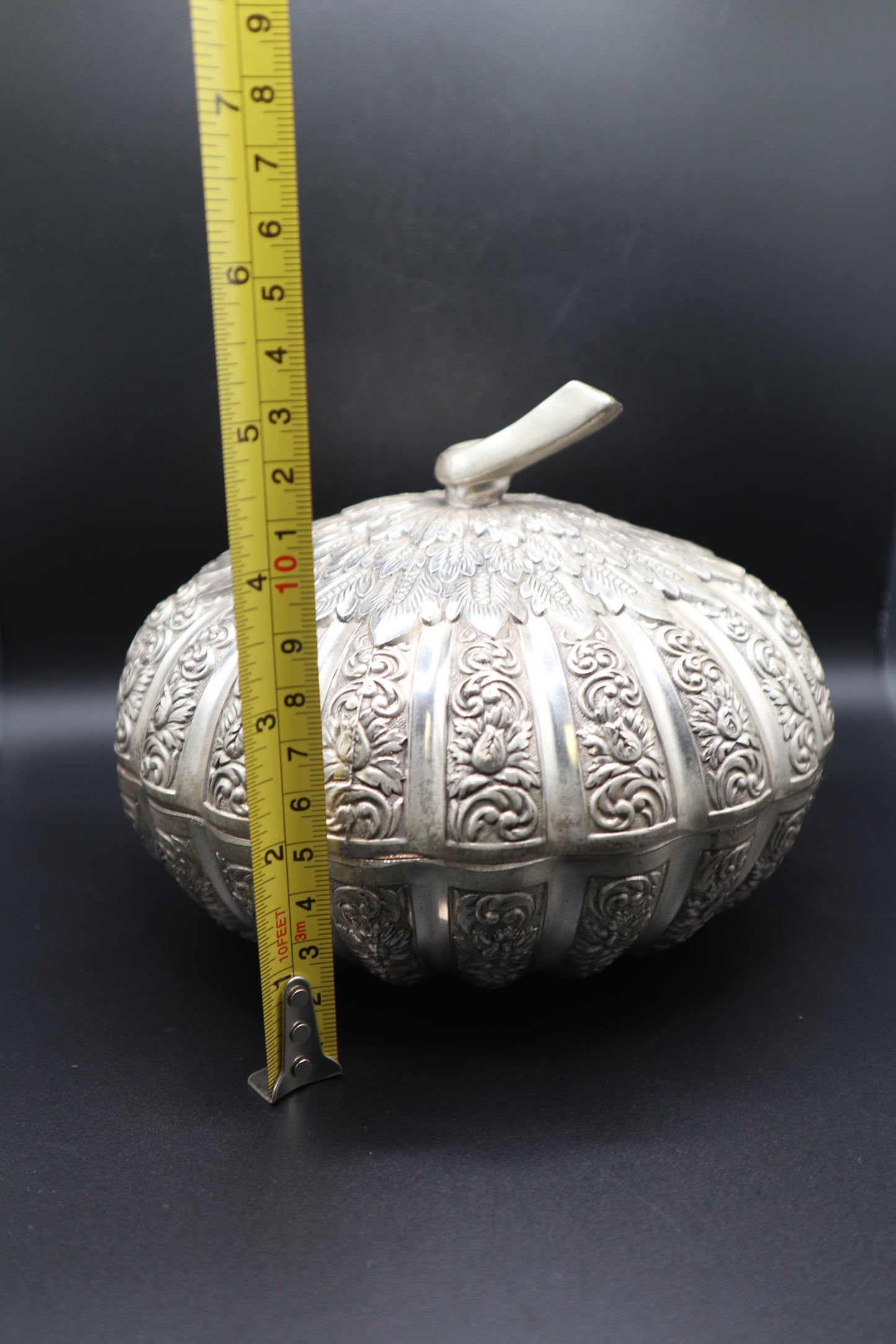 VINTAGE JAPAN SILVER PLATED PUMPKIN CANDY DISH