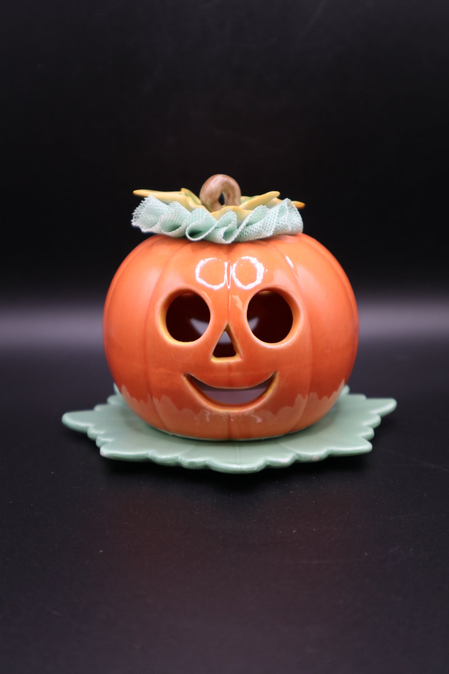 IRISH DRESDEN JACK O LANTERN HALLOWEEN VOTIVE HOLDER