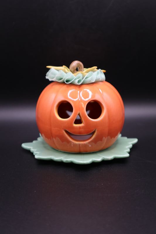 IRISH DRESDEN JACK O LANTERN HALLOWEEN VOTIVE HOLDER