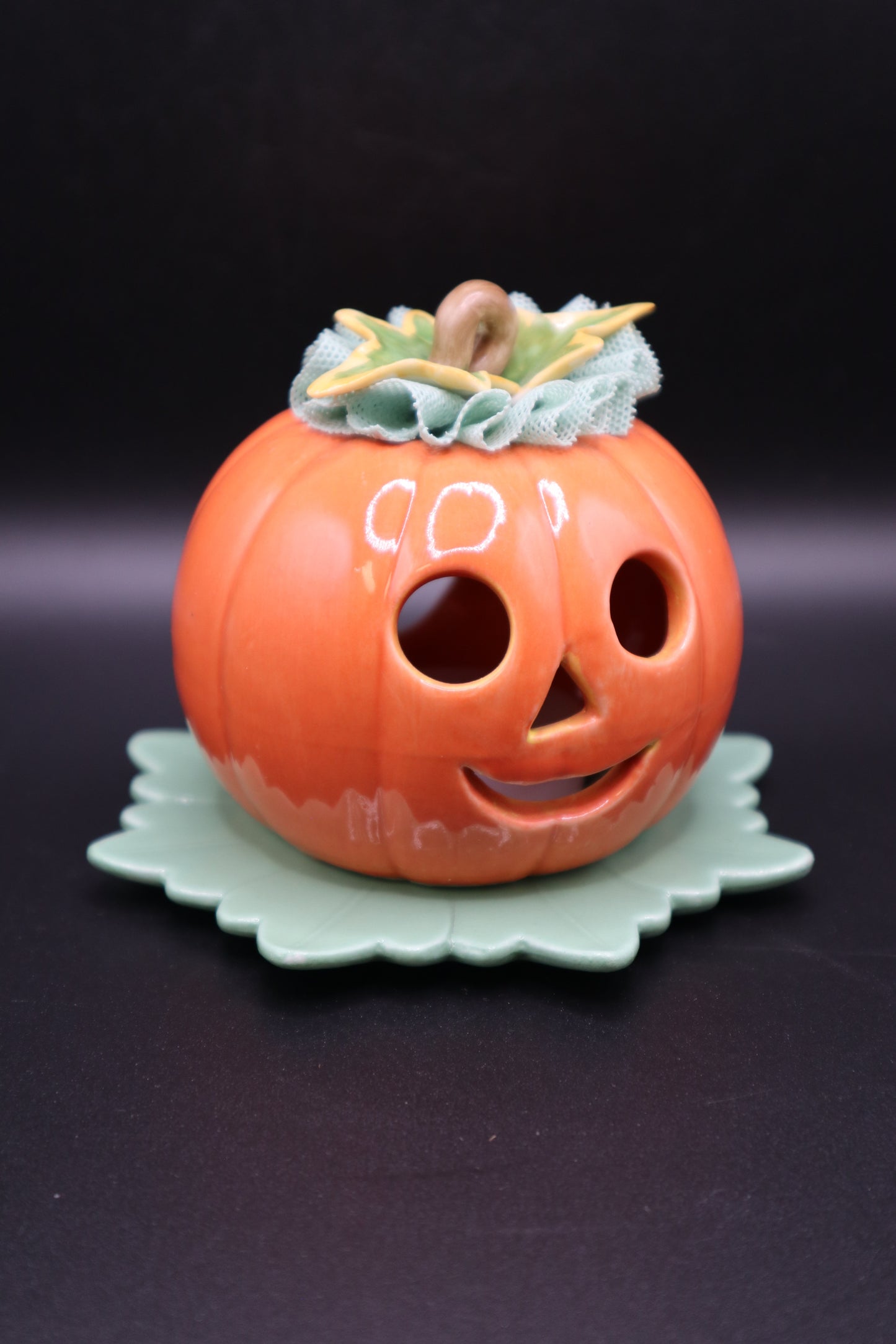 IRISH DRESDEN JACK O LANTERN HALLOWEEN VOTIVE HOLDER