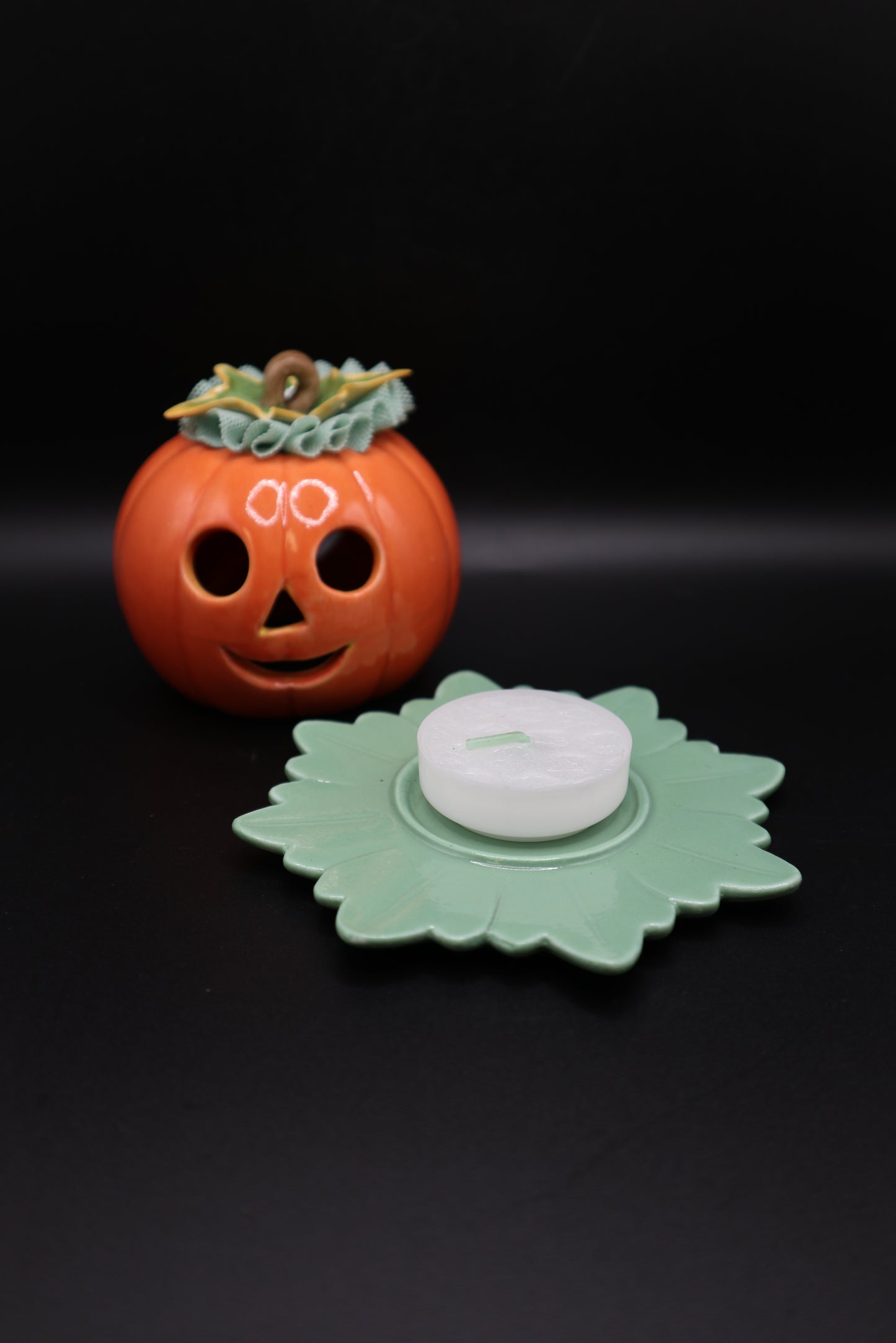 IRISH DRESDEN JACK O LANTERN HALLOWEEN VOTIVE HOLDER