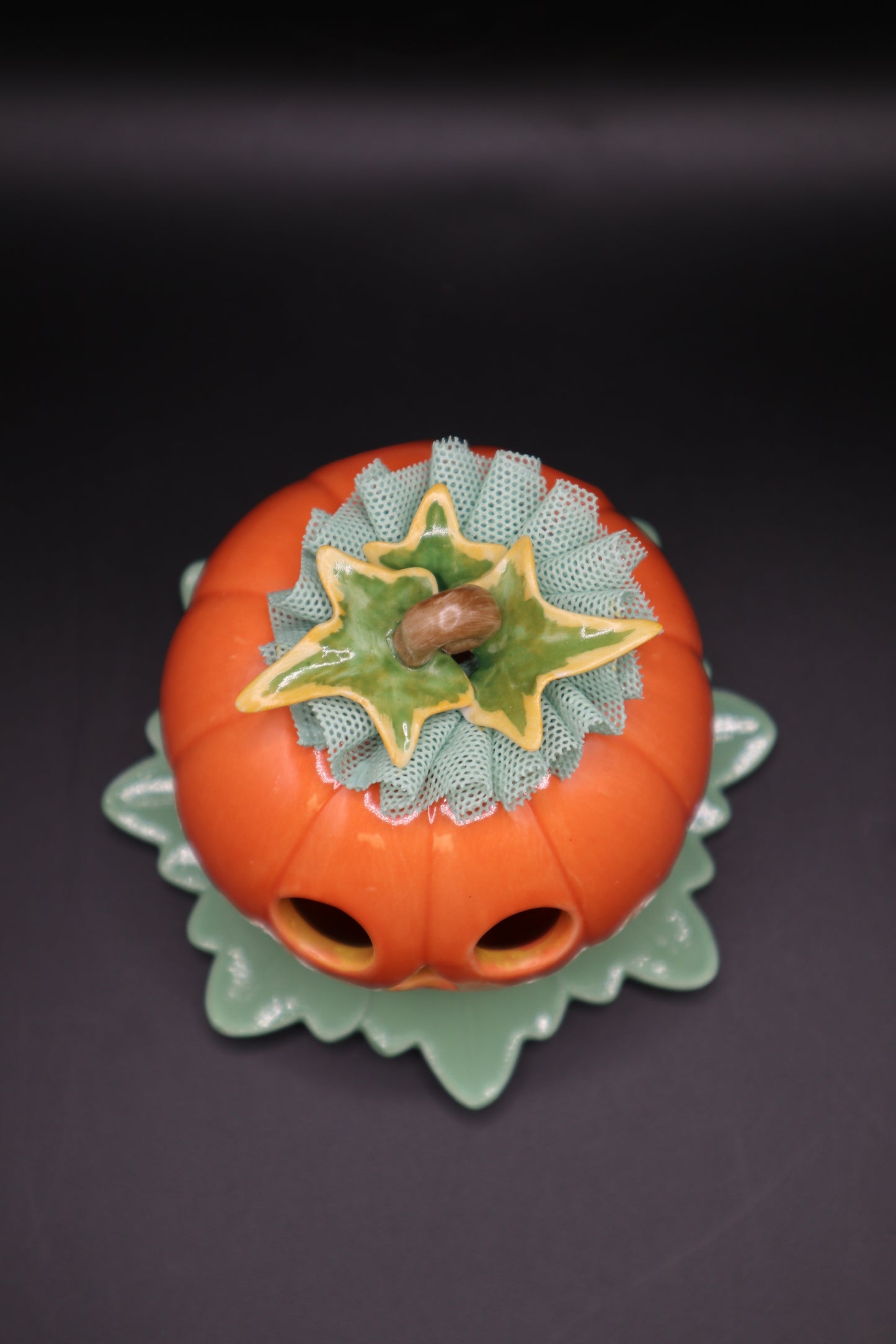 IRISH DRESDEN JACK O LANTERN HALLOWEEN VOTIVE HOLDER