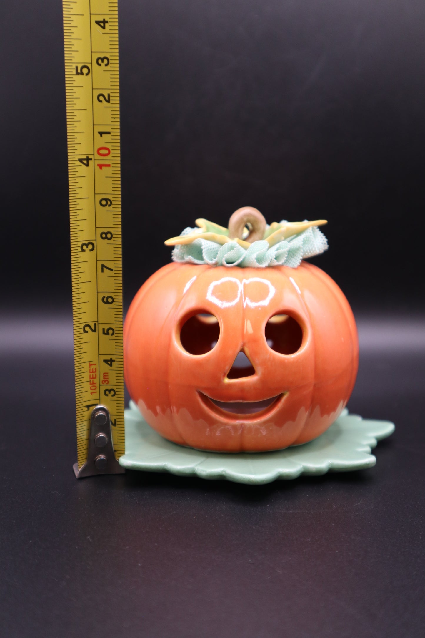 IRISH DRESDEN JACK O LANTERN HALLOWEEN VOTIVE HOLDER