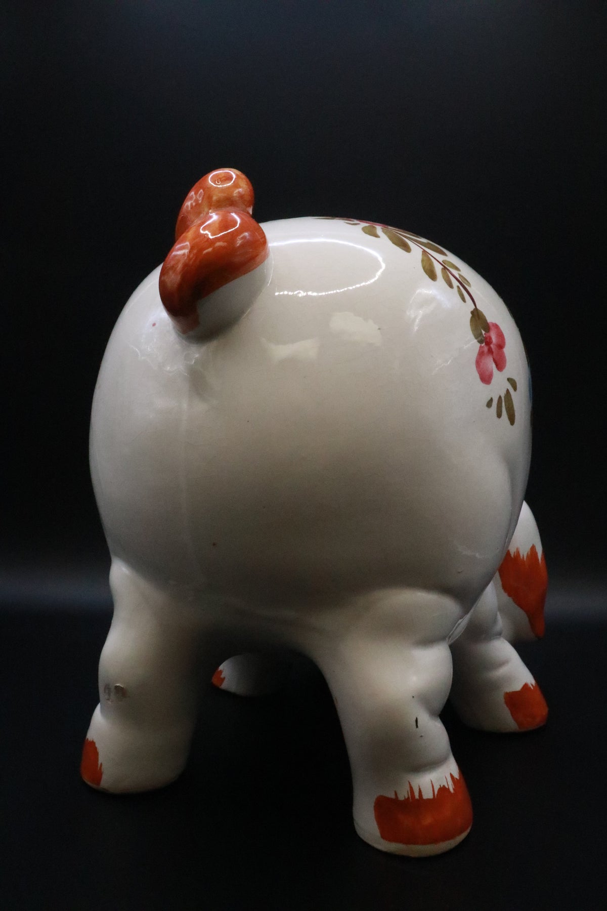 VINTAGE 1970'S ITALIAN LARGE CERAMIC HAND PAINTED PIGGY BANK