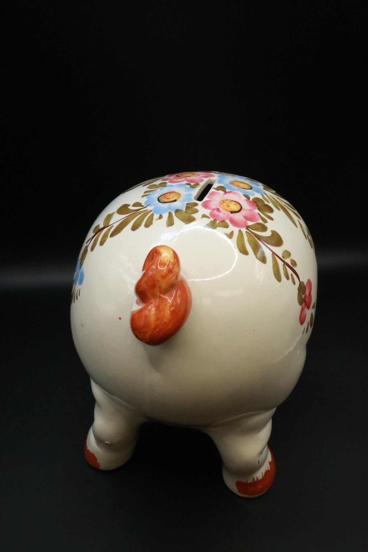 VINTAGE 1970'S ITALIAN LARGE CERAMIC HAND PAINTED PIGGY BANK