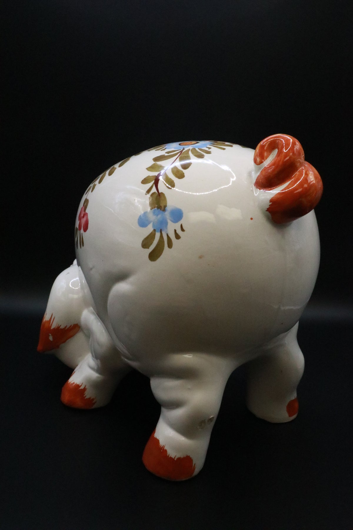 VINTAGE 1970'S ITALIAN LARGE CERAMIC HAND PAINTED PIGGY BANK