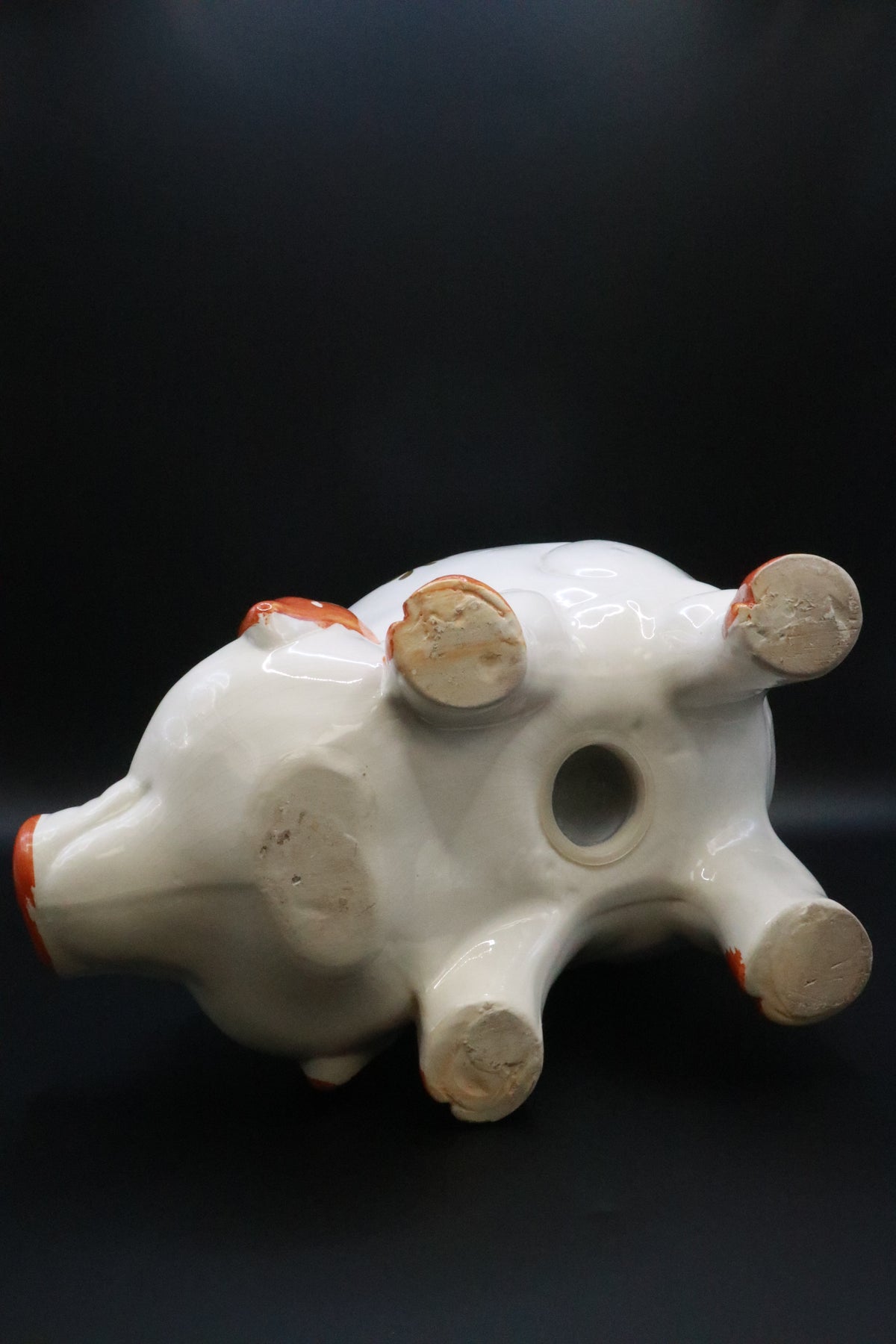 VINTAGE 1970'S ITALIAN LARGE CERAMIC HAND PAINTED PIGGY BANK