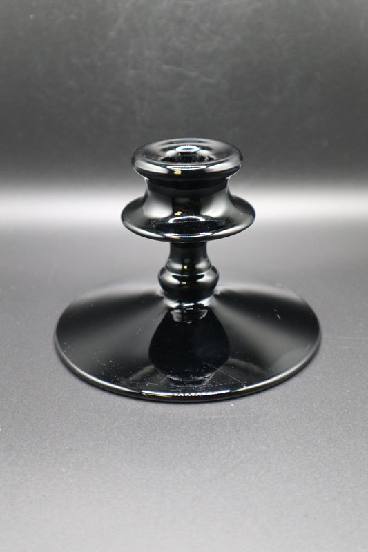 VINTAGE BLACK GLASS CANDLESTICK HOLDER