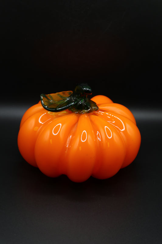 HAND BLOWN ORANGE GLASS PUMPKIN