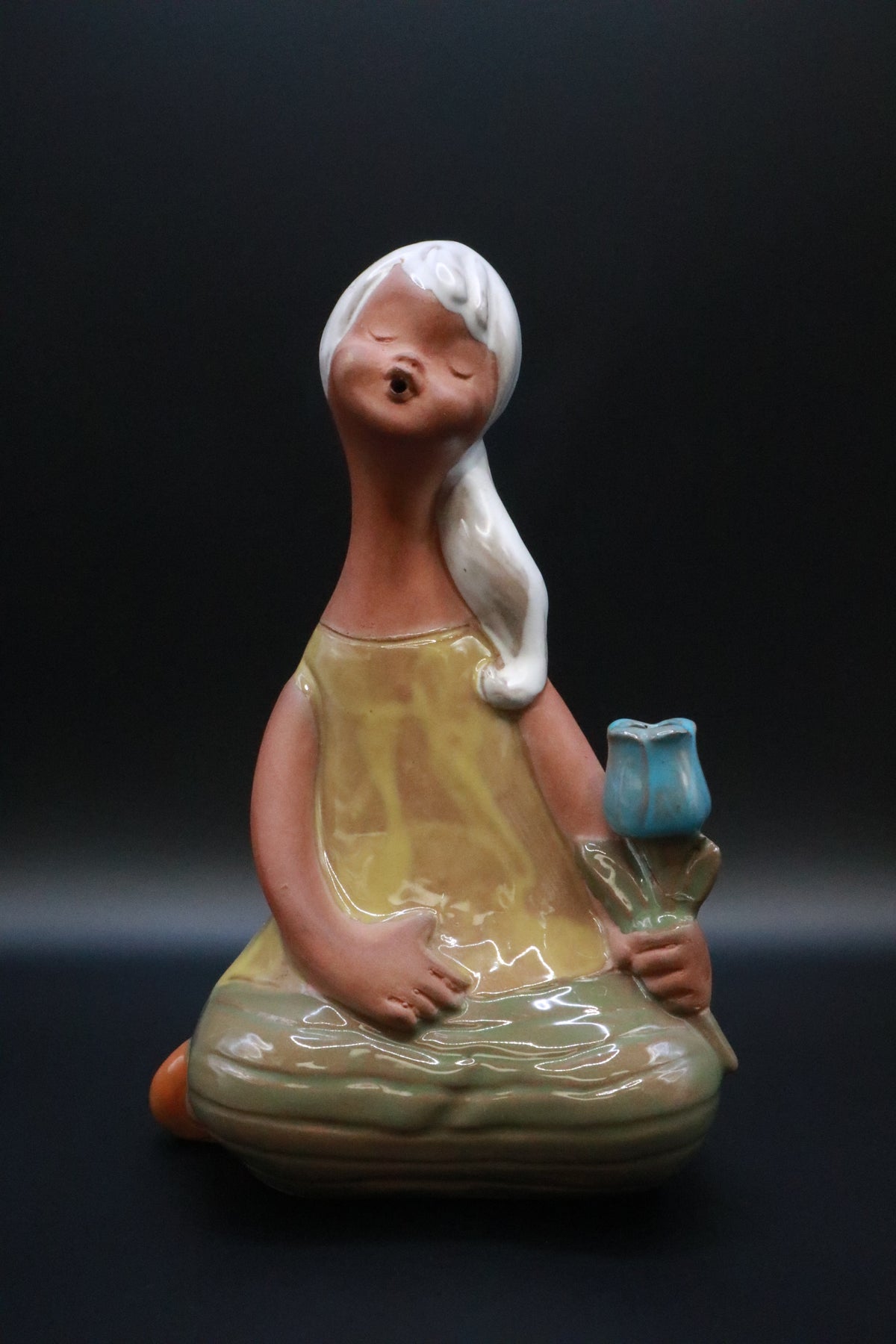 VINTAGE JAPAN STATUE FIGURINE PLANTER REDWARE POTTERY (AS IS)