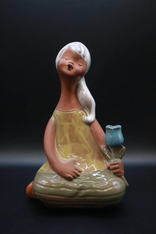VINTAGE JAPAN STATUE FIGURINE PLANTER REDWARE POTTERY (AS IS)