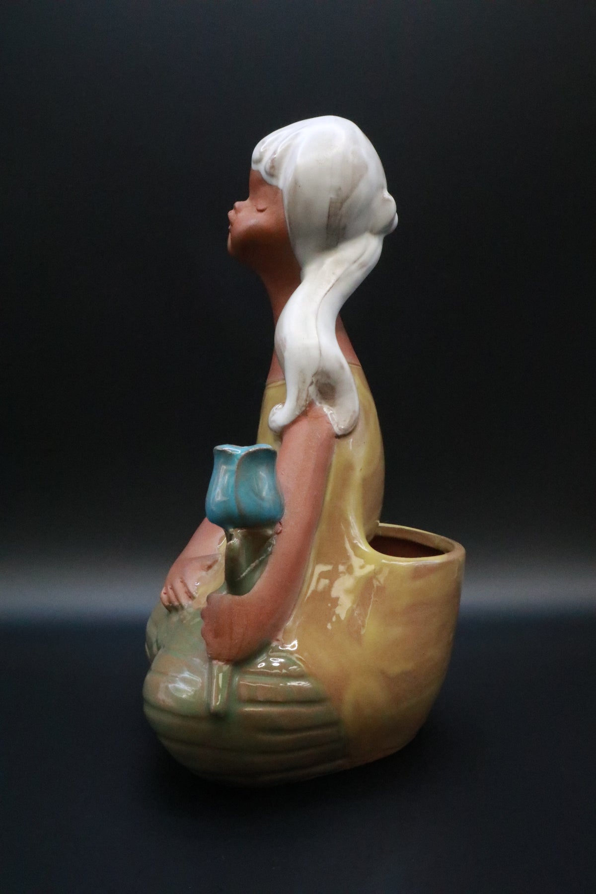 VINTAGE JAPAN STATUE FIGURINE PLANTER REDWARE POTTERY (AS IS)