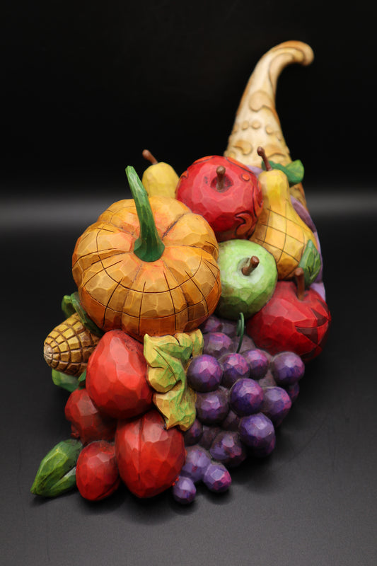 JIM SHORE "HORN OF PLENTY" HARVEST CORNUCOPIA CENTERPIECE