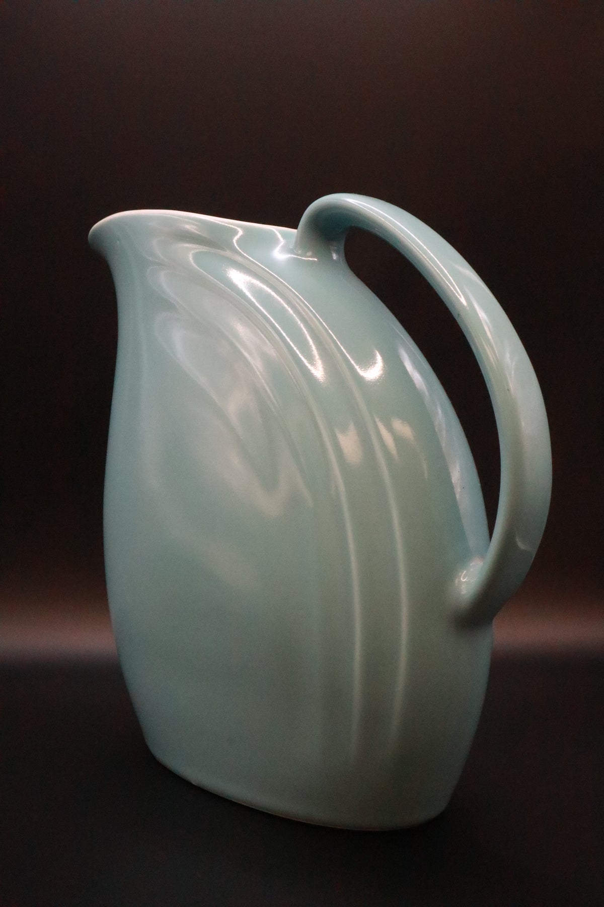 VINTAGE HALL POTTERY PITCHER LIGHT BLUE MCM NORA ART (AS IS)