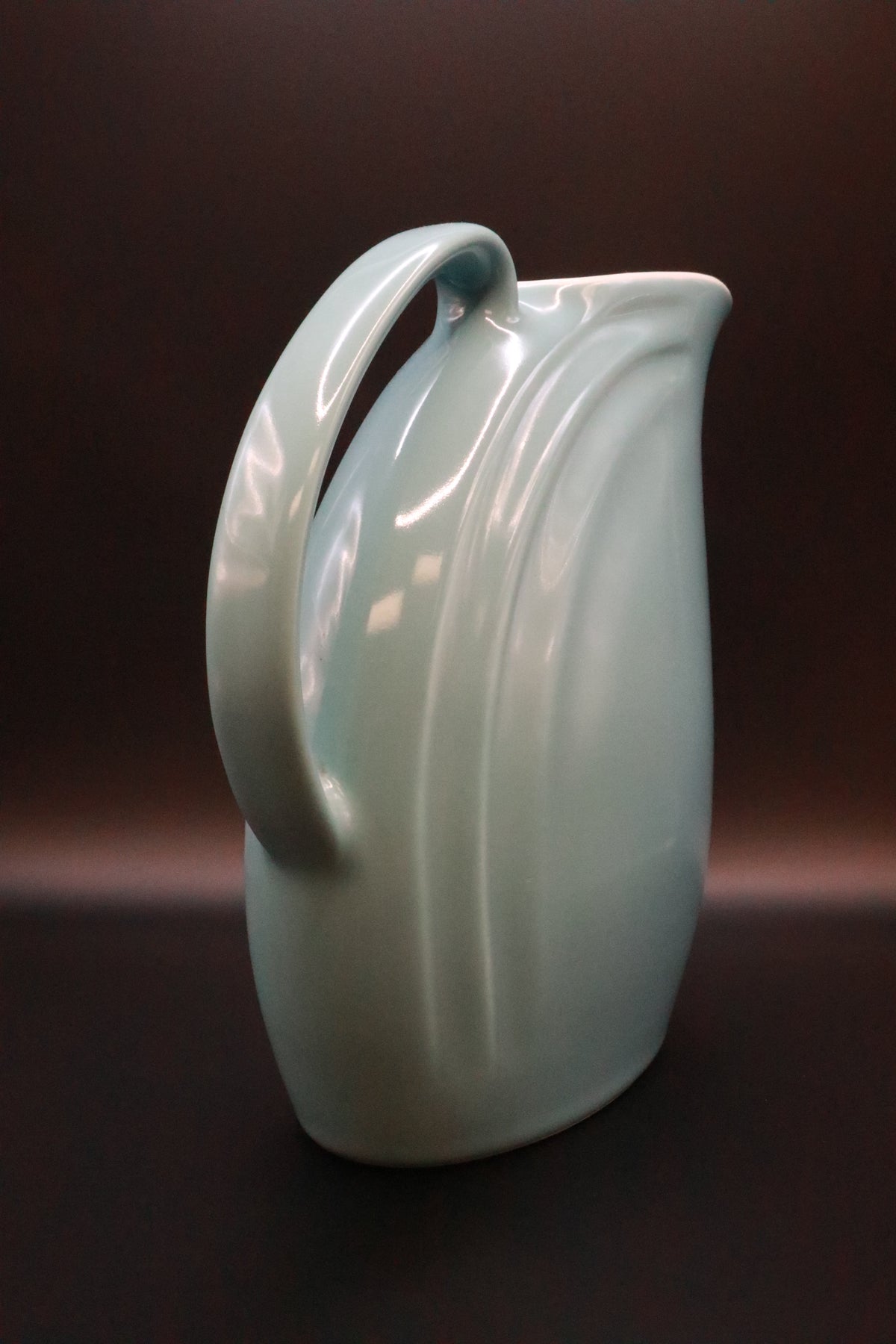 VINTAGE HALL POTTERY PITCHER LIGHT BLUE MCM NORA ART (AS IS)