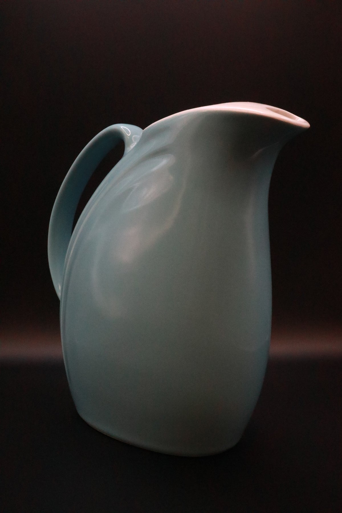 VINTAGE HALL POTTERY PITCHER LIGHT BLUE MCM NORA ART (AS IS)