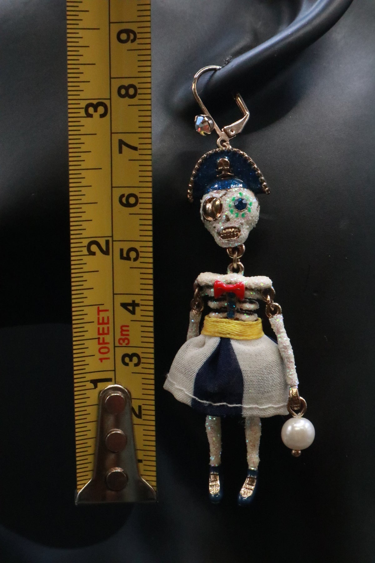 VINTAGE BETSEY JOHNSON PIRATE SKELETON GIRL PARROT EARRINGS