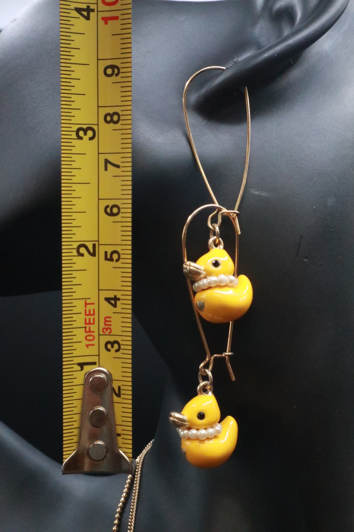 VINTAGE BETSEY JOHNSON RUBBER DUCKY EARRINGS AND NECKLACE SET