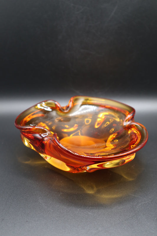 MCM AMBER GLASS MURANO ASHTRAY
