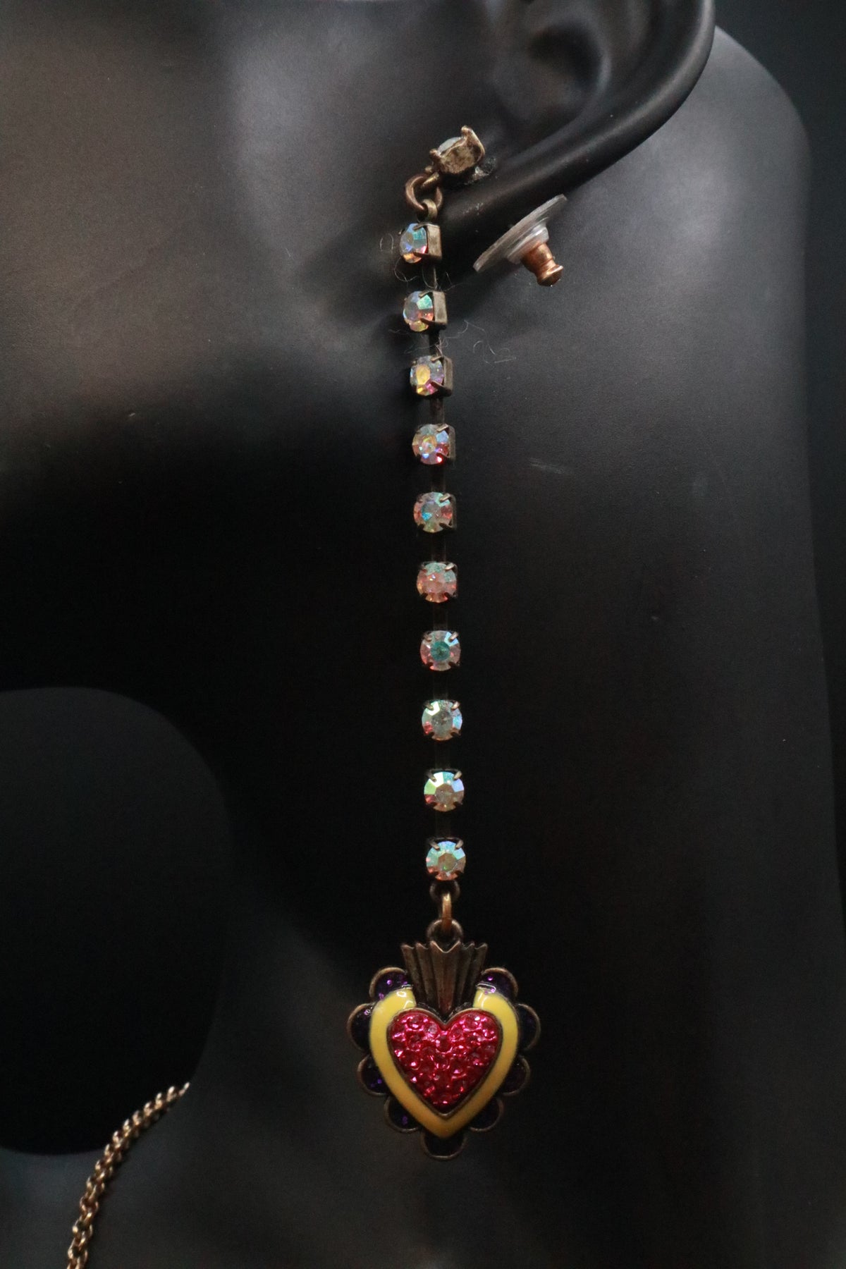 VINTAGE BETSEY JOHNSON SKELETON SKULL EARRINGS AND NECKLACE SET