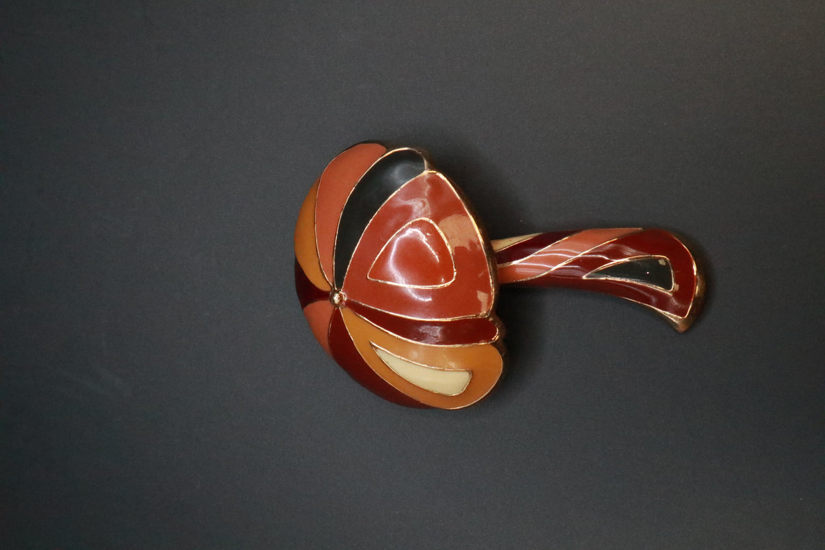 VINTAGE EISENBERG ENAMEL MUSHROOM 1970'S BROOCH