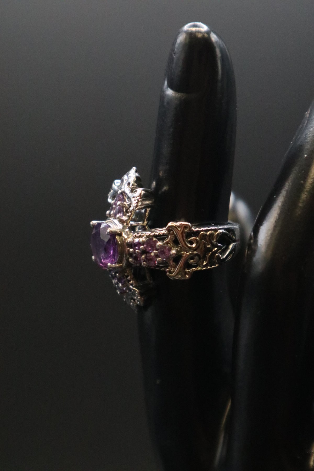 KARIS STS VICTORIAN STYLE AMETHYST GEMSTONE CROSS RING SIZE 6