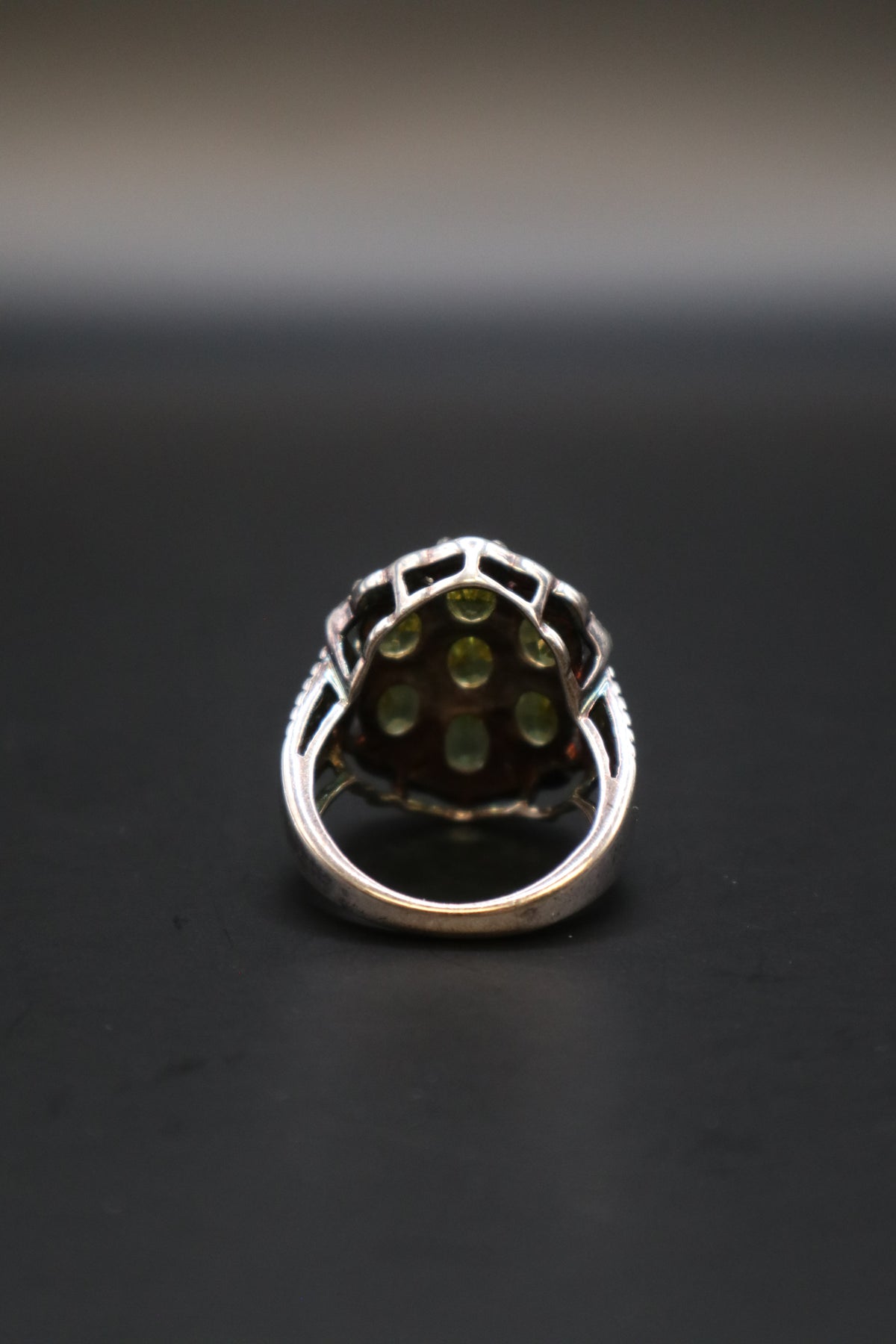 VINTAGE 925 RJ SIGNED STERLING SILVER PERIDOT RING SIZE 6