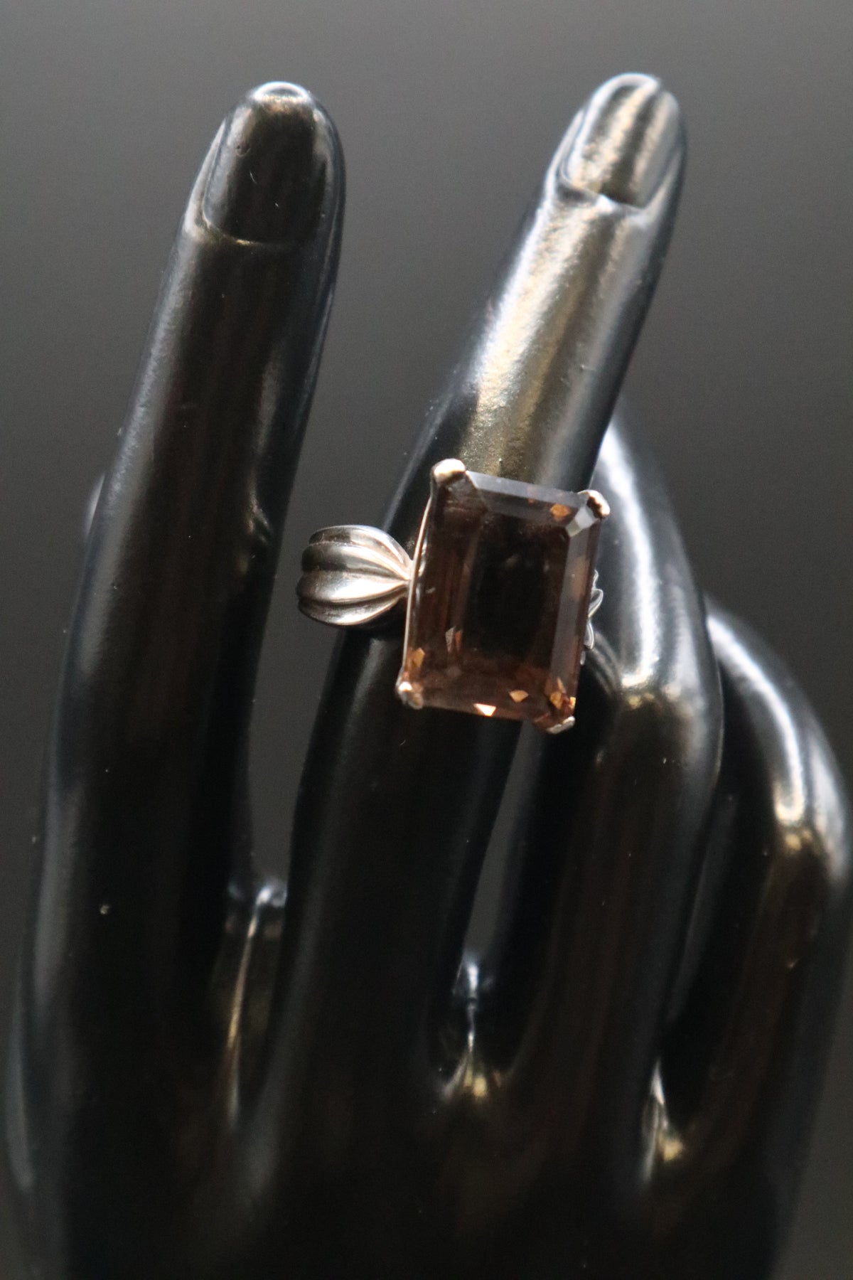 VINTAGE 925 SCBS STERLING SILVER SMOKY QUARTZ RING SIZE 7