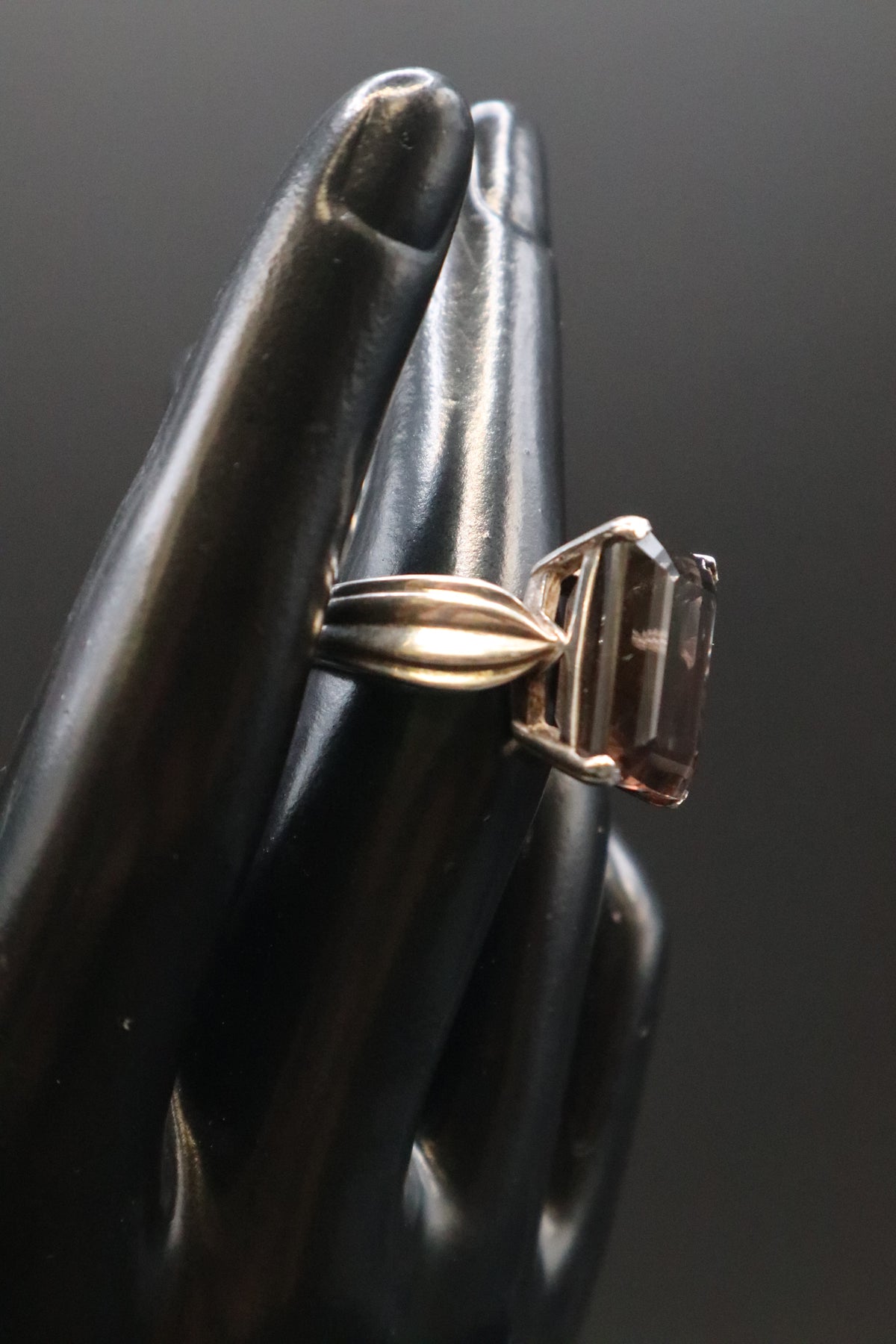 VINTAGE 925 SCBS STERLING SILVER SMOKY QUARTZ RING SIZE 7