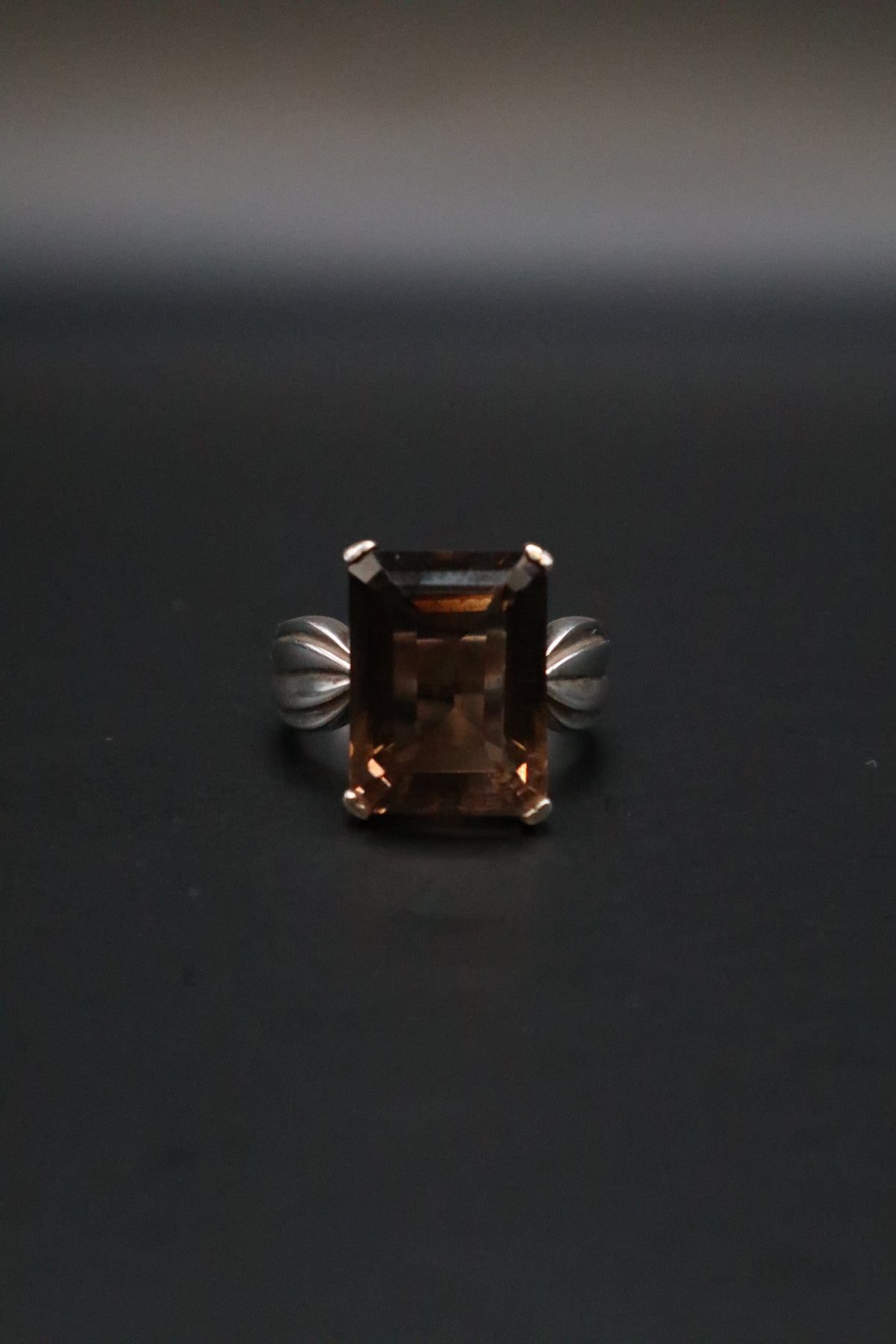 VINTAGE 925 SCBS STERLING SILVER SMOKY QUARTZ RING SIZE 7