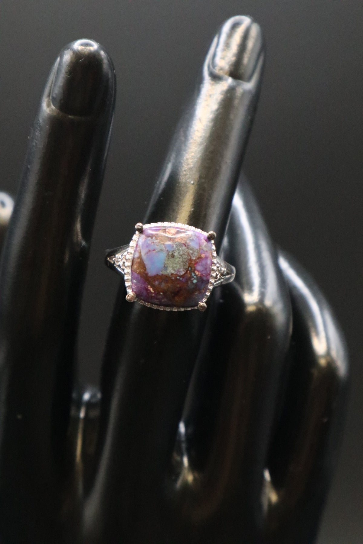 KARIS STS PURPLE COPPER TURQUOISE STONE CABOCHON RING SIZE 7