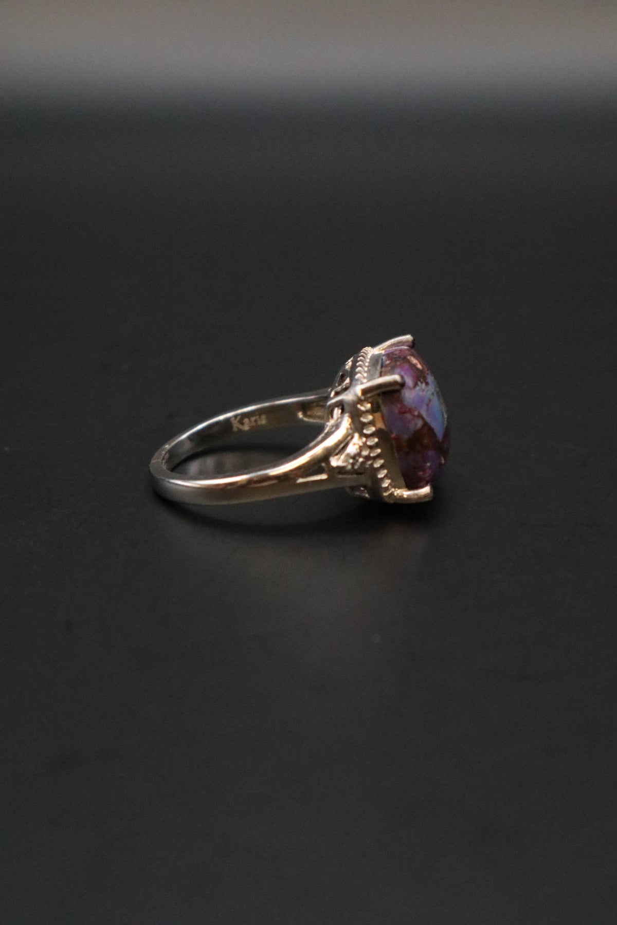 KARIS STS PURPLE COPPER TURQUOISE STONE CABOCHON RING SIZE 7